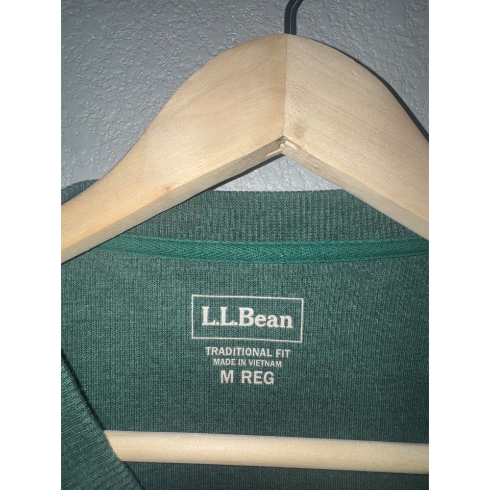 LLBean Mens Green Long Sleeve Henley Thermal Shirt Top Size M Reg - Picture 4 of 5
